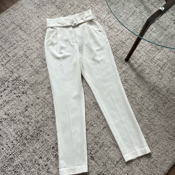 Aritzia Babaton Encore White new High-Rise Formal Evening Belted Casual pant Sz4 - Picture 8 of 17